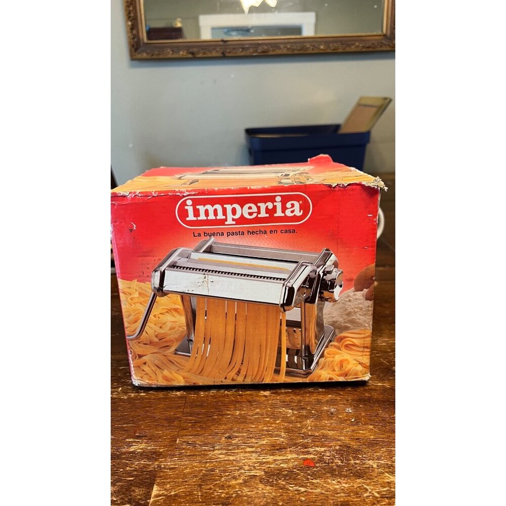 Vintage Imperia Pasta Maker With Duplex Cutter & Clamp Made In Italy Chrome Fini